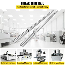 VEVOR Linear Rail, 2 PCS SBR 20-2200mm, Linear Guideway Rail, and 4 PCS SBR20UU Square Type Carriage Bearing Blocks, Linear Guide Rails for Automated Machines Equipments and DIY CNC Routers