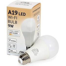 Hamilton Hills LED Smart Bulb - Smart Home Certified Standard Universal A19 E26 Dimmable Lightbulb WiFi Enabled No Hub Required Color Tunable 2700K - 5000K