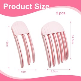 Pack of 2 Volume Clips Hair, Volume Clip for Hairline, Natural Seamless Hair Clips, Hair Clip, No Imprint, Hair Root Lifting Clips for Men and Women (Pink)