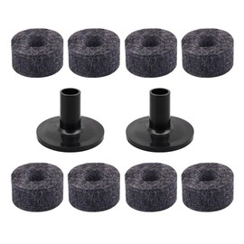 1 Set Drum Stand Sleeves Pads, 8 Pcs Cymbal Felts and 2 Pcs Sleeves Set for Most Drum Set (Black)