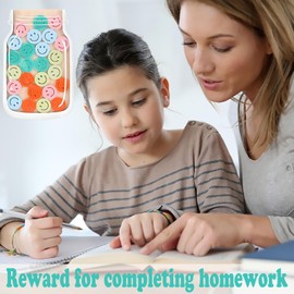 Smile Magnetic Reward Jar with 500 Pcs Happy Stickers for Home Kids Potty Training Chart, Classroom Board, School Student Teacher Supplies