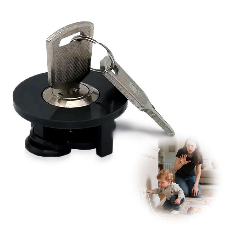 Set of 2 Lockable Socket Locks, Child Safety and Anti-Theft