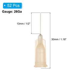 PATIKIL 26Ga Dispensing Needles, 52PCS 1/2 Inch Industrial Blunt Tip Dispensing Needle Tips with Luer Lock Needle for Refilling Liquid Inks Adhesive Glue Oil,Brown