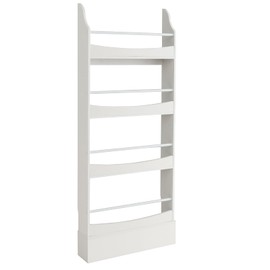 IFANNY Kids Bookshelf, Wood Toy Storage Shelves w/ 4-Tier Book Racks, Space Saving Wall Bookcase Behind Doors, Corner Toy Storage Organizer, Small Book Shelf for Kids Rooms, Playroom, Nursery (4-Tier)