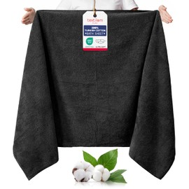TEXTILOM 100% Turkish Cotton Oversized Luxury Bath Sheets, Jumbo & Extra Large Bath Towels Sheet for Bathroom and Shower with Maximum Softness & Absorbent (40 x 80 inches)- Black