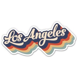 Squiddy Los Angeles LA Layered Retro Style - Vinyl Sticker Decal for Phone, Laptop, Water Bottle (3" Wide)
