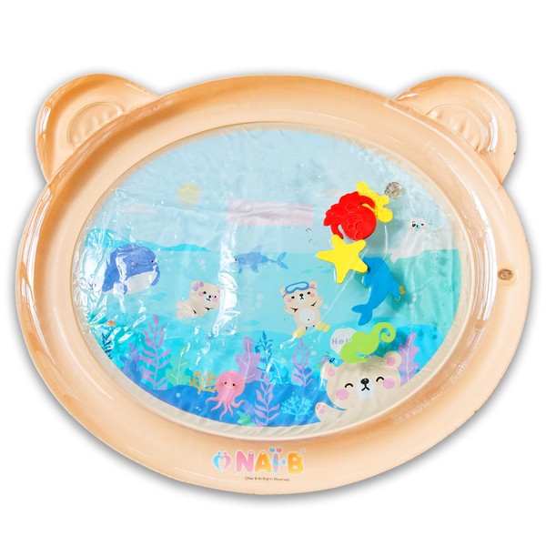 Arakhan NAI-B Tummy Time Water Play Mat, Inflatable Watermat for Baby, Infant, and Toddler, Babies Love Bear Shape Splashin Kids Pad with Aquarium Fish Tank
