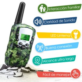 KIDS CHOICE 2 Pzas Walkie Talkies para Niños, Camping Juguetes al Aire Libre con LCD Linterna Retroiluminada, Radios para Niños de Largo Alcance para Senderismo, Regalo para Cumpleaños, Fiestas