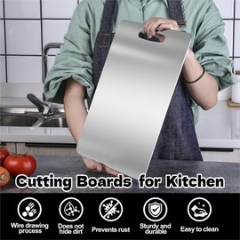 11.8x7.87 Inch 316 Stainless Steel Cutting Board, Non-Slip Double Sided Chopping Board, Dishwasher Safe, Scratch Resistant, Easy to Clean, Durable Hygienic for Meat, Vegetables, and Fruits