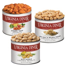 Virginia Diner Simply Savory Trio Gift Set (Street Taco Peanut, Sea Salt & Black Pepper Peanuts, Dill Pickle Peanuts), 3 total 10oz cans