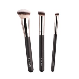 XUFAN 3PCS Foundation Concealer Brushes, Under Eye Mini Angled Brush, Nose Contour Brush, Small Makeup Foundation brushes