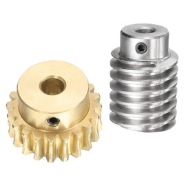 sourcing map Worm Gear Set 20T 1.5 Module 20:1 Reduction Rate, Right Rotation Drive Gear Box Wheel Reduce Transmission Part (Brass Gear-8mm Bore, #45 Steel Rod 8mm Bore)