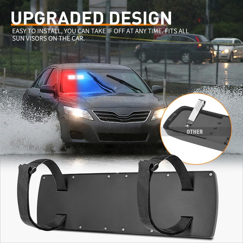 Nilight Red Blue 48LED Visor Strobe Lights Interior Windshield Emergency