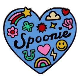 KAWADU Heart Rainbow Spoonie Brooch, Enamel Flower Lapel Pin, Premium Alloy Badge, Vintage Gift for Women