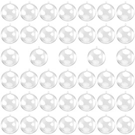 MANCHAP 40 PCS 80mm Clear Ornament Balls, Plastic Fillable Balls, Transparent Christmas Decoration Balls Acrylic Fillable Sphere Bauble Xmas Ball for Christmas, DIY, Crafts, Wedding Decor