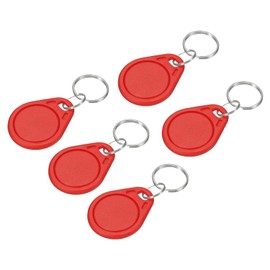 sourcing map RFID Key Fobs UID 13.56MHz Rewritable Proximity IC Card Contactless Smart Token Tag for Entry Access Control System, Red 5 Pack