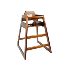 Thunder Group WDTHHC019A High Chair, 20" x 22-5/6" x 29-1/2", Safety Harness Straps, Wide Stance, Wood, Walnut Finish, ASTM F404 Certified, KD (1 Each Minimum Order)