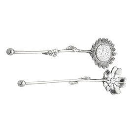SUNFLOWER & COSMOS SALAD SERVERS | SILVER | BRILLANTE | TABLEWARE | SALAD SERVERS | RECYCLED SANDCAST ALUMINUM | HANDMADE IN MEXICO