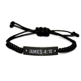 Generic James 4 10 Bracelet James 4:10 Gift Bible Verse Scripture Stainless Steel Bracelet, Small, black