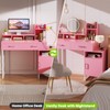 Besiost Vanity Desk, Small Vanity Desk with Power Outlet, Makeup