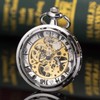 SIBOSUN Steampunk Transparent Open Face Pocket Watch for Men Women
