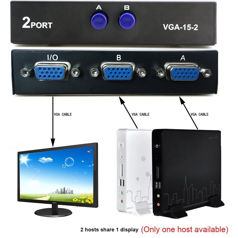 PASOW VGA 2 in 1 Out 2 Port VGA Switch
