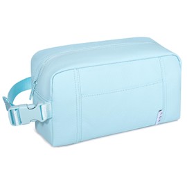 NOL Natural Organic Lifestyle Freezable Snack Bag, Leakproof Cooler Lunch Bag, Reusable, Zip Closure with Buckle Handle Nylon Waterproof Snack Box for Work Travel-Light blue