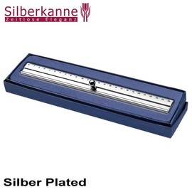 SILBERKANNE Classico Ruler L 26 cm Premium Silver Plated Elegant Silver Plated Elegant Eye-catching on any Desk or Secretary