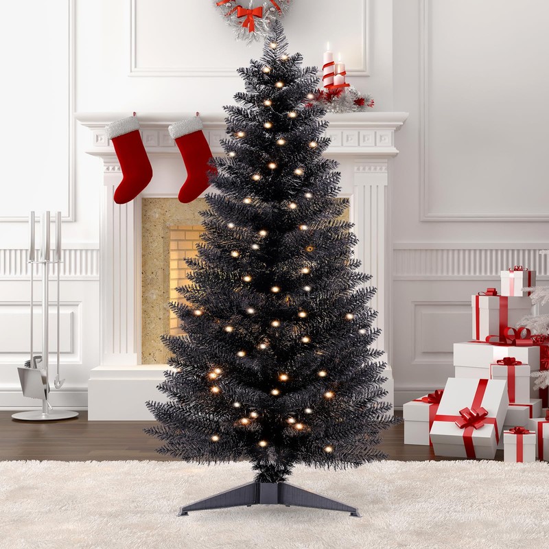 Santanelo 4ft Lighted Artificial Blue Christmas Tree，Small Snowy Artificial Xmas