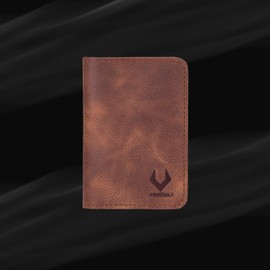 VENOULT Full Grain Genuine Leather Card Holder, Bi-fold Slim Wallet with 4 Credit Card and 2 Cash Slots, (4.3 x 3.1 x 0.25 in), Slim Minimalist Design, Handcrafted (Dark Brown)