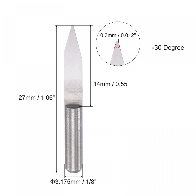sourcing map Wood Engraving Router Bit, 1/8" 3.175mm Shank 0.3mm