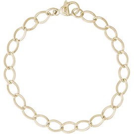 7" Gold-Plated Sterling Silver Dapped Curb Link Classic Charm Bracelet by Rembrandt