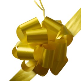 Large Pull Bows for Gifts Wrapping - Yellow Present Wrapping Pompom Gift Bows - Pack of 5