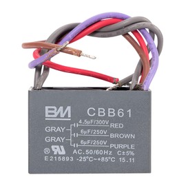 Ceiling Fan Capacitor CBB61 4.5+6+5UF 4.5+6+6UF 5+5+5UF 4+4+2.5UF 4+5+6UF 5 Wire 250V 50/60Hz Motor Running Capacitor 25°C-85°C Operating Temperature