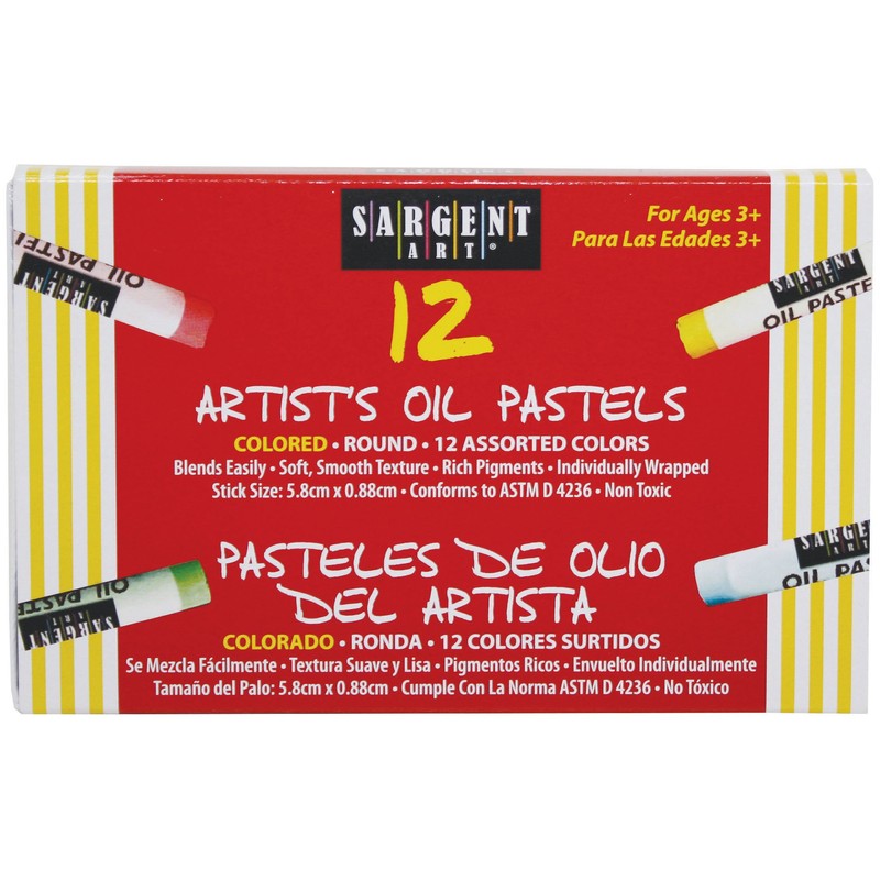 Sargent Art 22-2017 12-Count Oil Pastels Assorted, 5.9 by 0.9-Cm