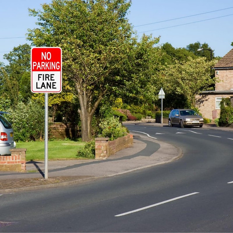 4 Pack Large No Parking Fire Lane Sign, 18"x 12"