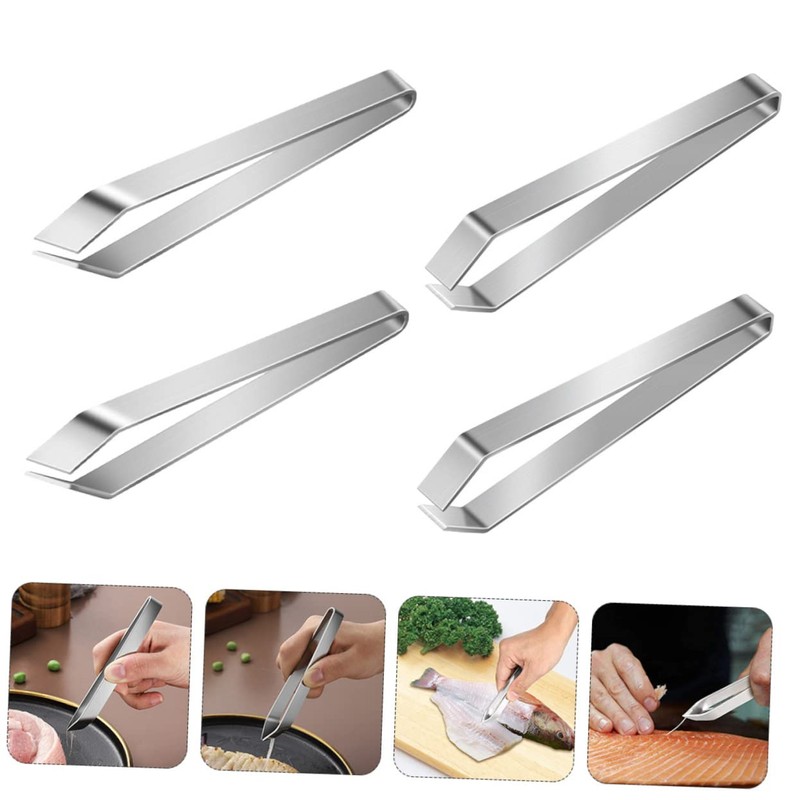Healeved 12pcs Fish Bone Tongs Stainless Steel Material and Food