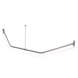 Naiture Stainless Steel 18-1/2" X 26" X 18-1/2" Neo-Angle Shower Curtain Rod with Ceiling Support, Chrome Finish