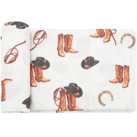 LifeTree Baby Swaddle Blankets, Muslin Swaddle Blankets Boys Girls Swaddling Wrap Receiving Blanket for Newborn, 70% Viscose Bamboo and 30% Cotton, Large 47" x 47", Horse Pattern