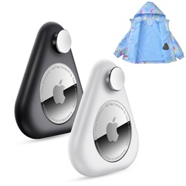 Airtag Holder for Kids Hidden 2 Pack Upgraded GPS Tracker Case, Anti-Removal Airtag Hard Case with Safety Pins, Avoid Airtag Loss, Suitable for Children, Elderly, Pets, Backpack, Luggage(White Black)