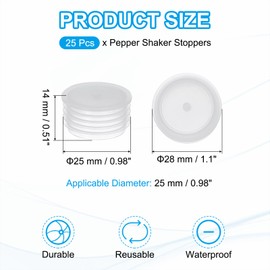PATIKIL Salt and Pepper Shaker Stoppers 25mm/0.98", 25Pcs Plastic Salt Shaker Plug Replacement Reusable Clear Round End Cap for Pots Bottles Pipes