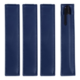 uxcell 4 Pcs Adjustable Pen Loop Holder for Notebook, PU Leather Pen Holder Pencil Sleeve Elastic Strap Band Designed for Journals Clipboards, Notebooks, Journals (Dark Blue)