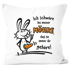 MoonWorks® Cushion Cover Love Funny I Swear by Mener Carrot Rabbit Funny Gifts Valentine's Day Anniversary White 40 cm x 40 cm