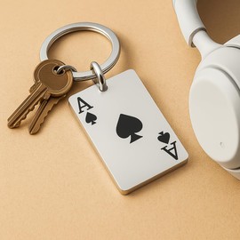 DONWOIE Playing Cards Keychain – Poker Keychains for Car Keys, Gift Accessories for Men and Women,Bag Charms for Decoration - Black