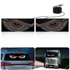 1797 LED Devil Eyes Light for Car Truck Windshield Demon Front Rear Window Display Sign Animated Dynamic Flicker USB Plug Cool Fun Accessories Yellow White (11.81 * 4.72 in)