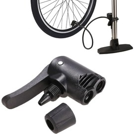 Black 3 in 1 Replacement Dual Head Air Pump Adapter Valve, Bike Cycle Tyre Tube Pump Adapter Inflation Accessories