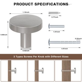 DonYoung 2 Pack Cabinet and Drawer Knobs, Bifold Barn Door Handle- Stylish Round Pulls for Bi-folding Sliding Barn Door, Kitchen, Dressers, Cupboard and Closets, Brushed Satin Nickel