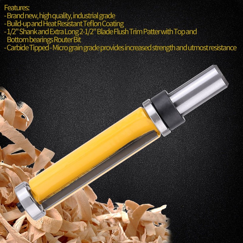 1/2" Shank Straight Router Bit Woodworking Flush Trim Router Bit