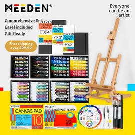 MEEDEN Art Acrylic Painting Kit, 72-Piece Acrylic Paint Set with Tabletop Wooden Easel, Art Supplies for Artists, Beginners