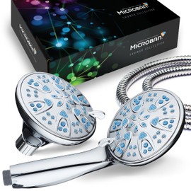 AquaDance for California - Premium High Pressure Antimicrobial 30-setting 3 Way Dual Handheld Shower Head Combo, Stainless Steel Hose, Water Diverter - Chrome Finish